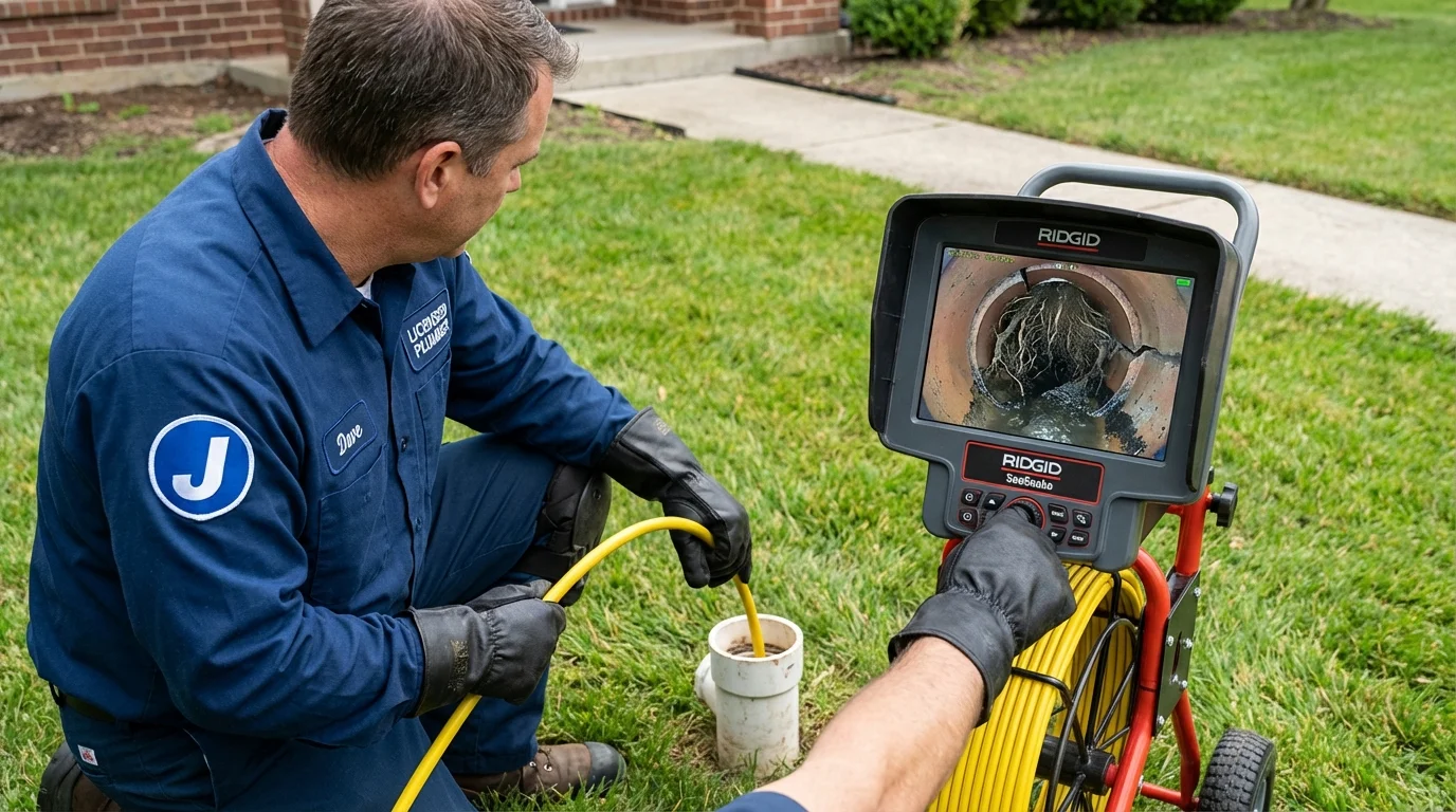 Sewer camera inspection being performed by Johns Plumbing LLC in Rosharon
